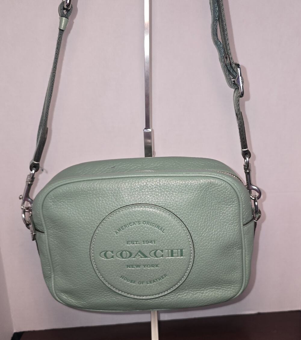 COACH Dempsey Leather Camera Bag Mini Shoulder Bag Sage Green C2828 F